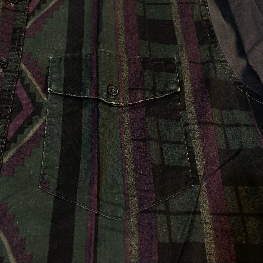 Vintage Wrangler Aztec Pattern Button Down Shirt … - image 6